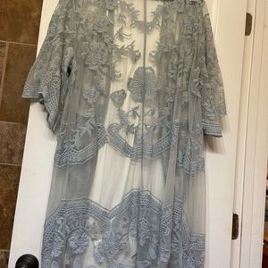 Womens size M/L blue grey lace cardigan